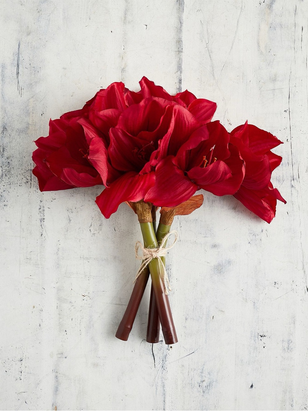 New Pottery Barn Winter Holiday Faux Amaryllis Bouquet, Red